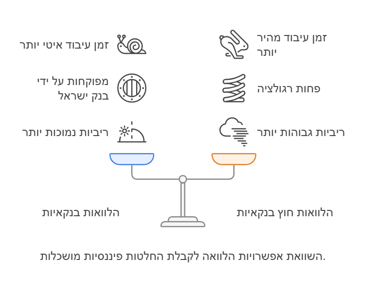 השוואה בין הלוואה מהבנק להלוואה חוץ בנקאית