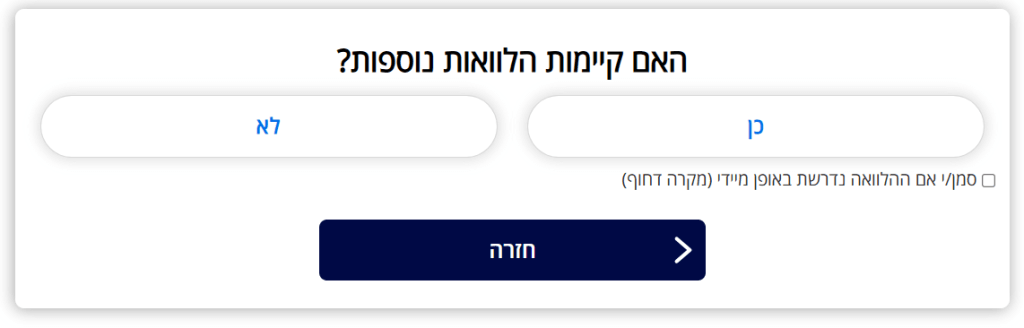 סימון של הלוואה דחופה מיידית בטופס